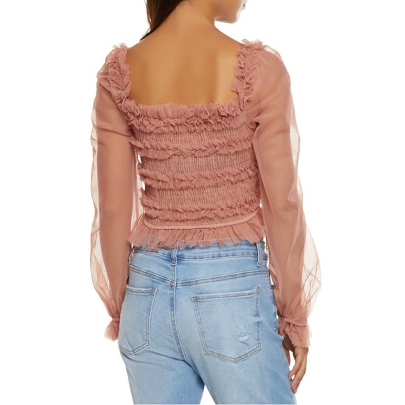 Tulle Ruffle Smocked Top - Picture 4 of 5